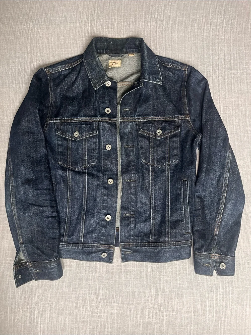 Men's Kaihara Japanese Denim Classic Trucker Jacket in Dark Indigo Wash